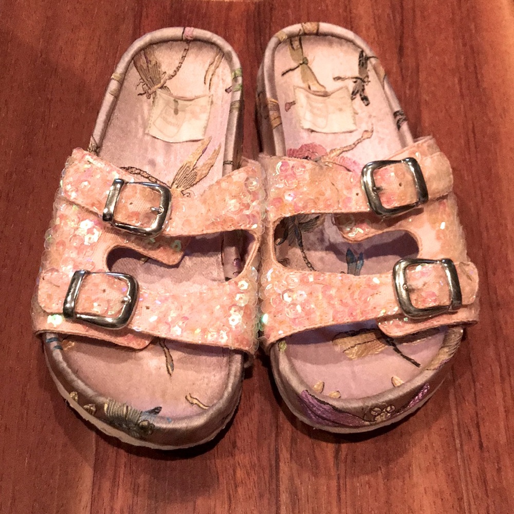 Pink Sparkly Birkenstock style sandals